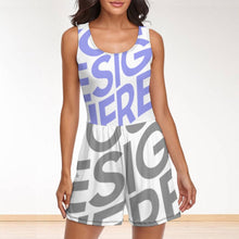Cargar imagen en el visor de la galería, Mono Jumpsuit Corto Holgado Moderno de Verano Ropa de casa para mujer QZ6055 Personalizado con Impresión Completa de múltiples imágenes con Foto Logo Patrón Texto