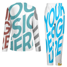 Cargar imagen en el visor de la galería, Pijama Conjunto Casual y Pantalones Largos de Otoño Invierno Suaves para Mujer BTZ Personalizado Impresion Completa de Múltiples Imágenes con Foto Logo Patrón Texto