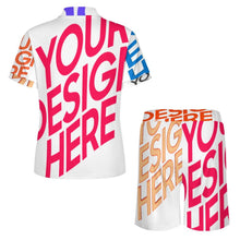 Cargar imagen en el visor de la galería, Conjunto de polo de manga corta y pantalón corto para hombre A46TZ personalizado con patrón foto texto (impresión de imágenes múltiples)
