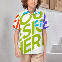 Cargar imagen en el visor de la galería, Camisa de manga corta con botones para niños de 2 a 16 años personalizado con patrón foto texto (impresión de imágenes múltiples)
