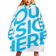 Cargar imagen en el visor de la galería, Manta para vestir suéter manta sudadera con capucha de felpa para mujer personalizado con patrón foto texto (impresión de imagen única)