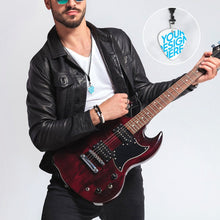 Cargar imagen en el visor de la galería, Collar de acero negro de púa de guitarra para mujer hombre SS1401018 personalizado con texto nombre
