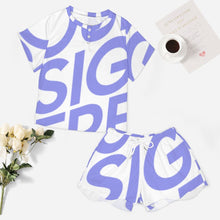 Cargar imagen en el visor de la galería, Conjunto Traje casual de pijama de dos piezas ropa de casa de manga corta Top Pantalones cortos para mujer UTZ Personalizado con Impresión Completa de una imagen con Foto Logo Patrón Texto