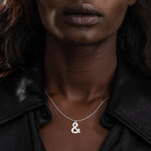 Cargar imagen en el visor de la galería, Collar Grabado de Colgante de Símbolo & de Plata de Ley 925 Chapada en Oro / Oro Rosa X0007 Personalizado con Texto Nombre