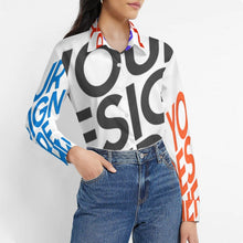 Cargar imagen en el visor de la galería, Blusa de camisa de ocio para mujer camisa de manga larga personalizado con patrón foto texto (impresión de imágenes múltiples)