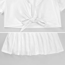 Cargar imagen en el visor de la galería, Disfraz de animadora uniforme crop top y falda 2 piezas para mujer personalizado con patrón foto texto (impresión de imágenes múltiples)