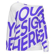 Cargar imagen en el visor de la galería, Sudadera de mujer con hombros caídos ZQ personalizado con patrón foto texto (impresión de imagen única)