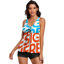 Cargar imagen en el visor de la galería, Tankini / Traje de Baño de Dos Piezas de Moda para Mujer QZ6065 Personalizado con Impresión Completa de múltiples imágenes con Foto Logo Patrón Texto