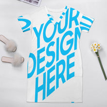 Cargar imagen en el visor de la galería, Vestido suelto con cuello en V bolsillo de moda para mujer LQ Personalizada con Impresión Completa de una imagen con Foto Logo Patrón Texto