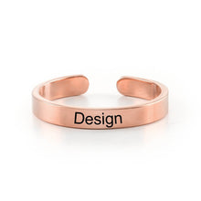 Cargar imagen en el visor de la galería, Anillo Abierto Ajustable Grabado de Cobre J0020 Personalizado con Texto Nombre