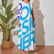 Cargar imagen en el visor de la galería, Vestido holgado talla grande manga larga cuello redondo para mujer A120 Personalizado con Impresión Completa de múltiples imágenes con Foto Logo Patrón Texto