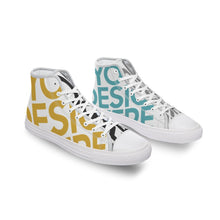 Cargar imagen en el visor de la galería, Zapatos de lona altos Diseño Asimétrico para Mujer Hombre FS0811010 Personalizados con Impresión Completa con Foto Logo Patrón Texto