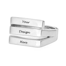 Cargar imagen en el visor de la galería, Anillos triples de plata de ley 925 para mujer J0013 Personalizado Grabado con texto nombre letras