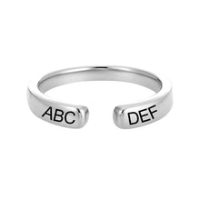 Cargar imagen en el visor de la galería, Anillo Abierto Apilable Personalizado en Cobre J0029 Grabado con Texto Nombre