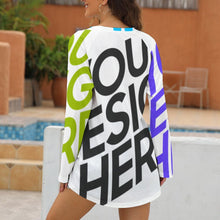 Cargar imagen en el visor de la galería, Camiseta Larga Casual Cuello Redondo Manga Larga de Moda  para mujer BL Personalizada con impresión completa de múltiples imágenes con Foto Logo Patrón Texto