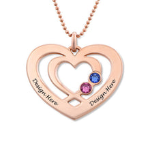 Cargar imagen en el visor de la galería, Collar de Corazón de Circonitas Cúbicas de Plata 925 / Cobre para Mujer X0087 Grabado Personalizado con Texto Nombre