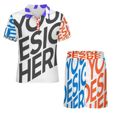 Cargar imagen en el visor de la galería, Conjunto de polo de manga corta y pantalón corto para hombre A46TZ personalizado con patrón foto texto (impresión de imágenes múltiples)