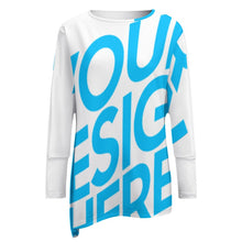 Cargar imagen en el visor de la galería, Camiseta manga larga con dobladillo irregular casual de moda para mujer XL Personalizada con Impresión Completa de una imagen con Foto Logo Patrón Texto