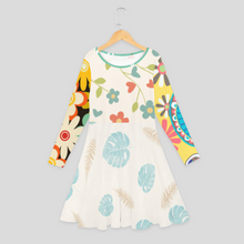 Cargar imagen en el visor de la galería, Vestido de Manga Larga con Volante Cuello Redondo para Otoño Invierno para Niña Chica CRQ Personalizado Impresion Completa de Múltiples Imágenes con Foto Logo Patrón Texto