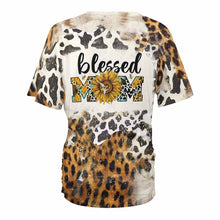 Cargar imagen en el visor de la galería, Camiseta Plisada Estampada de Moda de Manga Corta Cuello en V para Mujer BHT Personalizada Impresion Completa de Una Imagen con Foto Logo Patrón Texto