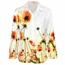 Cargar imagen en el visor de la galería, Blusa / Camisa Informal Manga Larga Botones Dobladillo Irregular Corte Suelto para Mujer AY008 Personalizada con Impresión Completa de una imagen con Foto Logo Patrón Texto