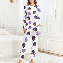 Cargar imagen en el visor de la galería, Pijama Conjunto Casual y Pantalones Largos de Otoño Invierno Suaves para Mujer BTZ Personalizado Impresion Completa de Múltiples Imágenes con Foto Logo Patrón Texto