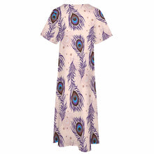 Cargar imagen en el visor de la galería, Vestido Largo Holgado con Bolsillos de Moda Manga Corta Cuello en V para Mujer BYQ Personalizado con Impresión Completa de Una Imagen con Foto Texto Patrón