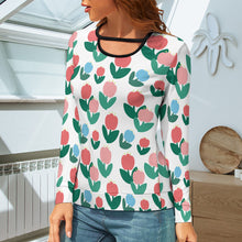 Cargar imagen en el visor de la galería, Camiseta Blusa de Moda Estilo Casual Sueltas Holgada Manga Larga Cuello Redondo para Mujer NZ051 Personalizada con Impresión Completa de una imagen con Foto Logo Patrón Texto
