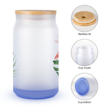 Cargar imagen en el visor de la galería, Vaso de Vidrio Esmerilado Vaso para Beber Vaso de Cerveza con Tapa de Madera para té, hielo, soda, café JJ0520152 Personalizado con impresión completa de una imagen con Foto Logo Patrón Texto