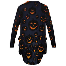 Cargar imagen en el visor de la galería, Vestido Holgado Casual de Dobladillo Irregular Manga Larga con Bolsillo para Mujer AKQ Personalizado Impresion Completa de Múltiples Imágenes con Foto Logo Patrón Texto