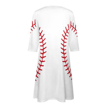 Cargar imagen en el visor de la galería, Vestido Elegante de Manga 3/4 con Volantes Cuello de Pico Bolsillo para Mujer BNQ Personalizado Impresion Completa de Múltiples Imágenes con Foto Logo Patrón Texto