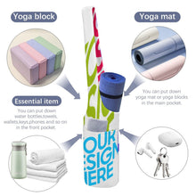 Cargar imagen en el visor de la galería, Bolsa de almacenamiento plegable de lona para esterilla de yoga personalizado con patrón foto texto (impresión de imágenes múltiples)
