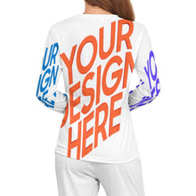 Cargar imagen en el visor de la galería, Camiseta de pijama de manga larga de calidad suave para mujer AL personalizado con patrón foto texto (impresión de imágenes múltiples)