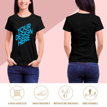 Cargar imagen en el visor de la galería, Camiseta 100% algodón suave casual talla grande manga corta para mujer FS0803125 Personalizada con Impresión Trasera de una imagen con Foto Logo Patrón Texto