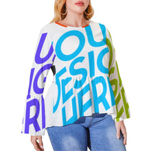 Cargar imagen en el visor de la galería, Camiseta / Blusa talla grande holgada con dobladillo irregular para mujer PL Personalizada con Impresión Completa de múltiples imágenes con Foto Logo Patrón Texto