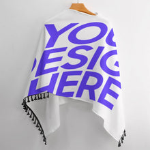 Cargar imagen en el visor de la galería, Poncho / Capa de punto versátil con flecos para mujer MY07 Personalizado con Impresión Completa de múltiples imágenes con Foto Logo Patrón Texto