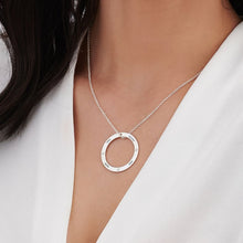 Cargar imagen en el visor de la galería, Collar con anillo circonitas cubicas en plata de ley 925 chapado de oro rosa de 18K para mujer X0059 personalizado con texto nombre