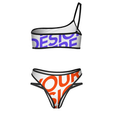 Cargar imagen en el visor de la galería, 2024 nuevo traje de baño de un solo hombro bikini push-up sin tirantes conjunto 2 piezas personalizado con foto texto patrón (impresión de imágenes múltiples)