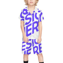 Cargar imagen en el visor de la galería, Conjunto playero playera manga corta y shorts niño (2 piezas) A27TZ personalizado con patrón foto texto (impresión de imagen única)