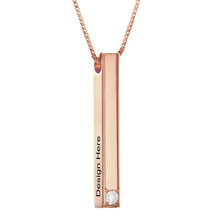 Cargar imagen en el visor de la galería, Collar de Barra Vertical con Diamante para Mujer Hombre X0004 Grabado Personalizado con Texto Nombre