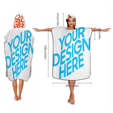 Cargar imagen en el visor de la galería, Poncho Toalla de Playa con Capucha Suave para Mujer Hombre NZ158 Personalizada con Impresión Completa con Foto Logo Patrón Texto