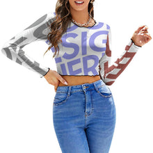 Cargar imagen en el visor de la galería, Blusa de Fondo / Camiseta Casual Cuello Redondo de Encaje para mujer NZ126 Personalizada con Impresión Completa de múltiples imágenes con Foto Logo Patrón Texto