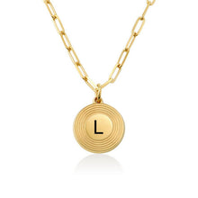 Cargar imagen en el visor de la galería, Collar con colgante redondo longitud ajustable en plata de ley 925 chapado de oro rosa de 18K para mujer hombre X0055 Personalizado con texto nombre letra
