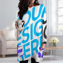Cargar imagen en el visor de la galería, Sudadera sin capucha manga larga con cuello redondo bolsillo grande para mujer A072 Personalizada con Impresión Completa de múltiples imágenes con Foto Logo Patrón Texto