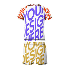 Cargar imagen en el visor de la galería, Bañador de dos Piezas Manga Corta con Pantalones Cortos para Niños BT002 Personalizado con Foto Logo Patrón Texto (Impresión Completa de múltiples imágenes)