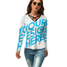 Cargar imagen en el visor de la galería, Camiseta Cuello en V Manga larga Sexy para Mujer NZ118 Personalizada con Impresión Completa de una imagen con Foto Logo Patrón Texto