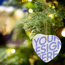 Cargar imagen en el visor de la galería, Adornos Decoraciones de Navidad de Corazón / Adornos Navideños Personalizados con Foto Logo Patrón Texto (Impresión Completa de Una Imagen)