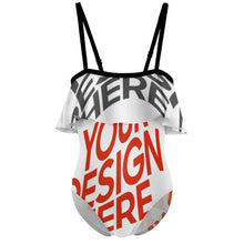 Cargar imagen en el visor de la galería, Traje de baño con volantes y hombros descubiertos para niña NT045 personalizado con patrón foto texto (impresión de imágenes múltiples)
