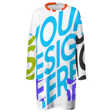 Cargar imagen en el visor de la galería, Sudadera sin capucha manga larga con cuello redondo bolsillo grande para mujer A072 Personalizada con Impresión Completa de múltiples imágenes con Foto Logo Patrón Texto