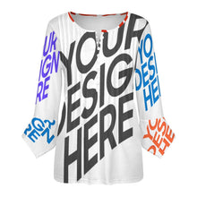 Cargar imagen en el visor de la galería, Camisa de mujer de manga larga SDS20150 con diez botones y mangas de pétalos con volantes personalizado con patrón foto texto (impresión de imágenes múltiples)